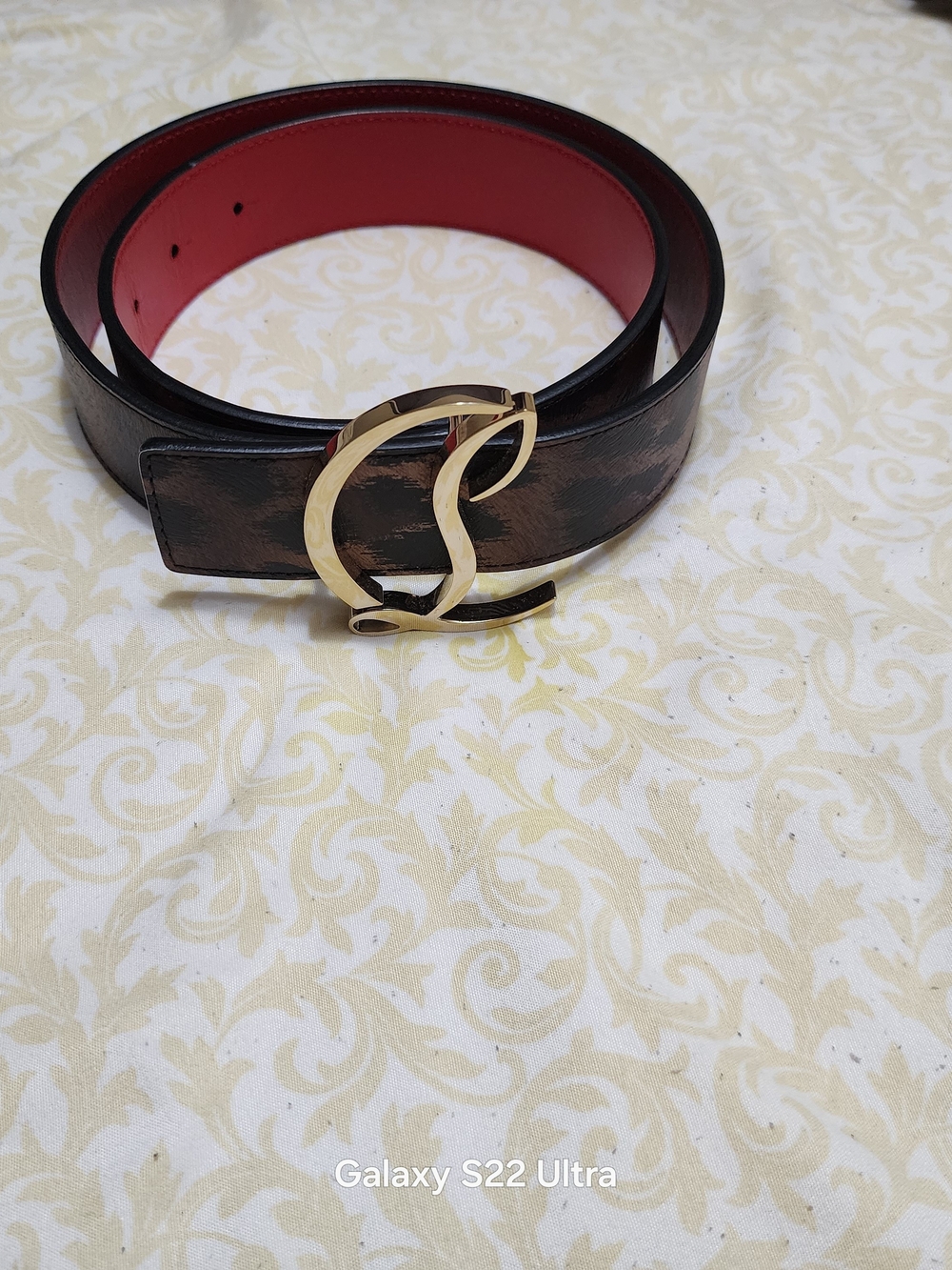Christian Louboutin Leopard Print Leather Belt - Brown and Black